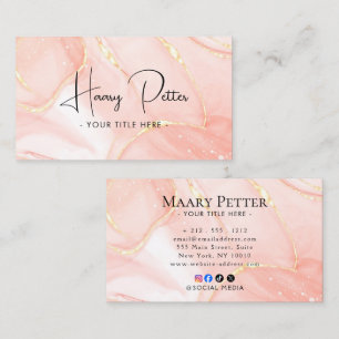 Luxury abstract alcohol ink with gold glitter business card