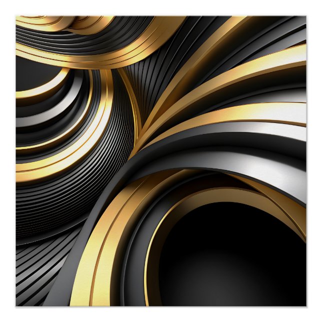 Luxury Abstract Background with Gold and Black Cur Poster (Front)