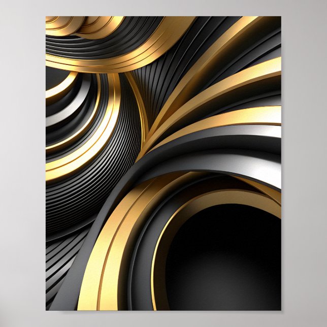 Luxury Abstract Background with Gold and Black Cur Poster (Front)
