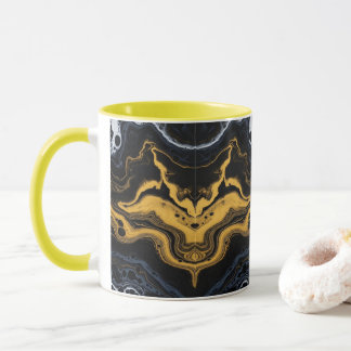 Luxury Abstract Coffee Mugs – Black, Gold & White 