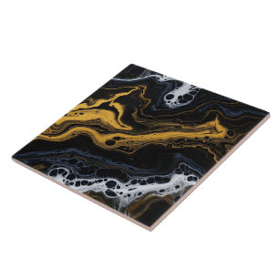 Luxury Abstract Decorative Tiles – Black, Gold & 