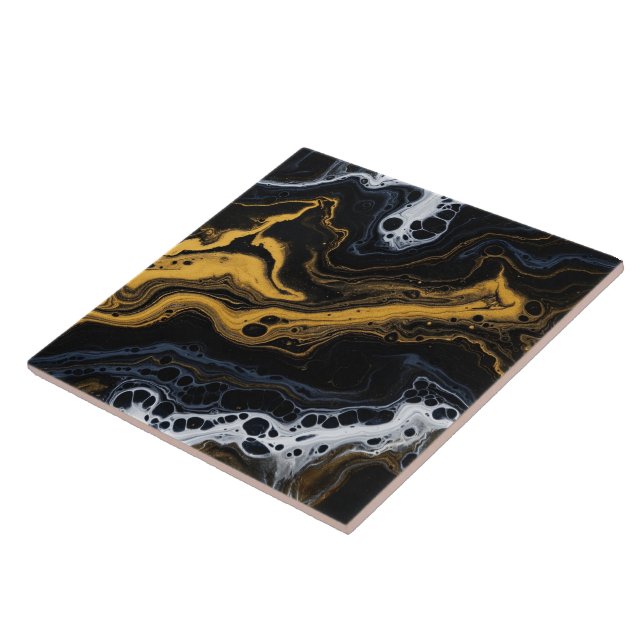 Luxury Abstract Decorative Tiles – Black, Gold &  (Side)