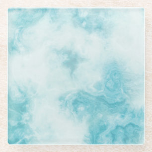 Luxury Abstract Fluid Agate Stone & Crystal Textur Glass Coaster