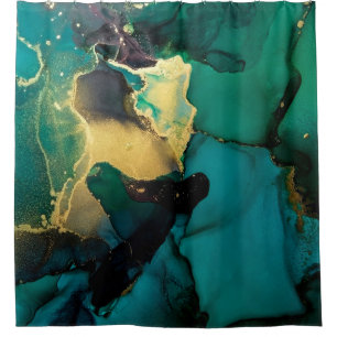 Luxury abstract fluid art painting background alco shower curtain