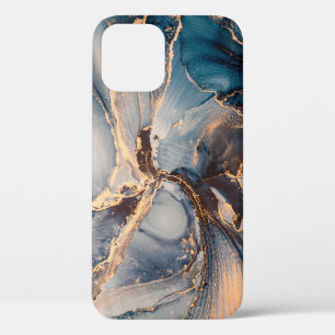 Luxury abstract fluid art painting in alcohol ink iPhone 12 case