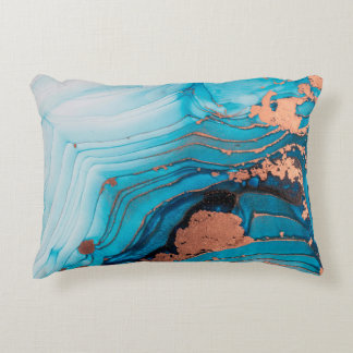 Luxury abstract fluid art painting in alcohol ink  decorative cushion