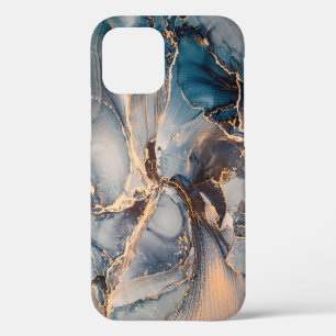 Luxury abstract fluid art painting in alcohol ink iPhone 12 case