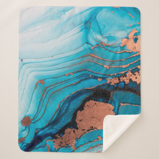 Luxury abstract fluid art painting in alcohol ink sherpa blanket