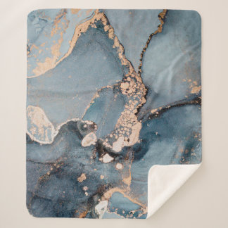 Luxury abstract fluid art painting in alcohol ink  sherpa blanket