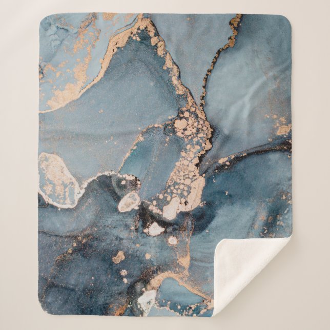 Luxury abstract fluid art painting in alcohol ink  sherpa blanket (Front)