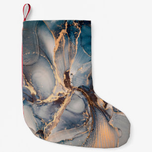 Luxury abstract fluid art painting in alcohol ink  small christmas stocking