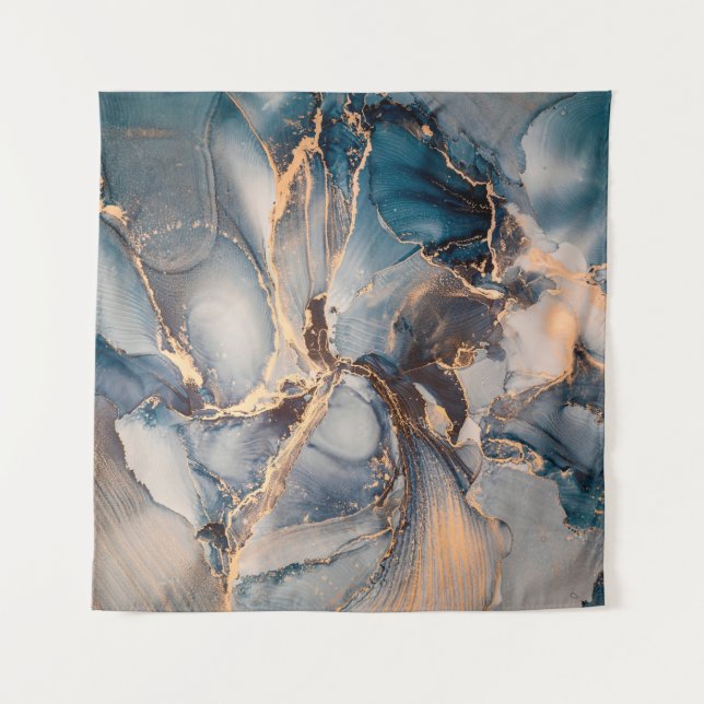 Luxury abstract fluid art painting in alcohol ink  tapestry (Front)