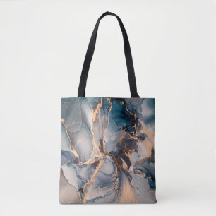 Luxury abstract fluid art painting in alcohol ink tote bag