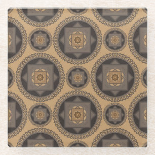 Luxury Abstract Mandala Floral Pattern Glass Coaster