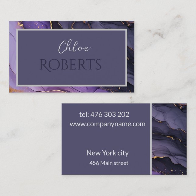 Luxury abstract modern background purple marble business card (Front/Back)