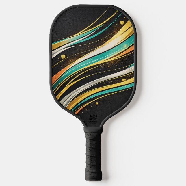 Luxury Abstract Pickleball Paddle | Modern Blue &  (Front)