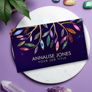 Luxury Abstract Tree Colourful Geode Leaves Business Card