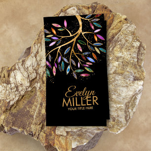 Luxury Abstract  Tree Colourful Geode Leaves Business Card