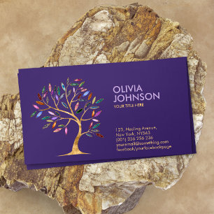 Luxury Abstract  Tree Colourful Geode Leaves Business Card