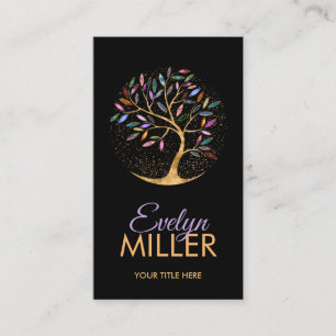 Luxury Abstract  Tree Colourful Geode Leaves Business Card