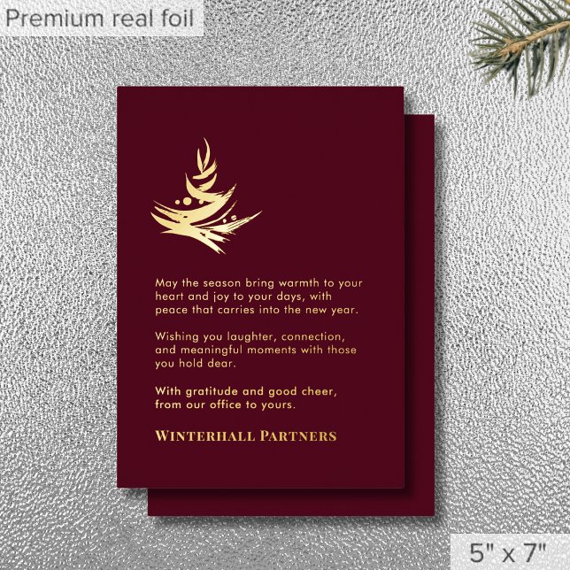 Luxury Abstract Tree Red Gold Foil Holiday Card (Creator Uploaded)
