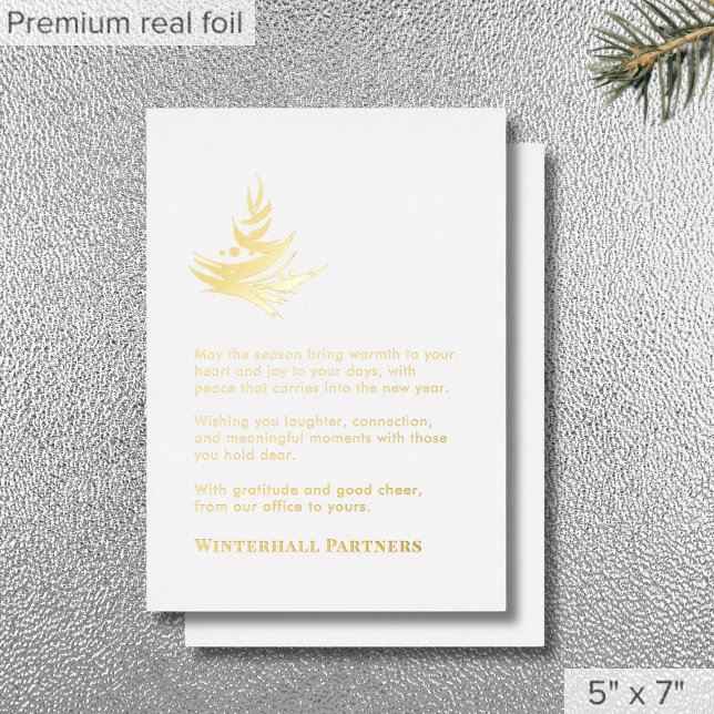 Luxury Abstract Tree White Gold Foil Holiday Card (Creator Uploaded)