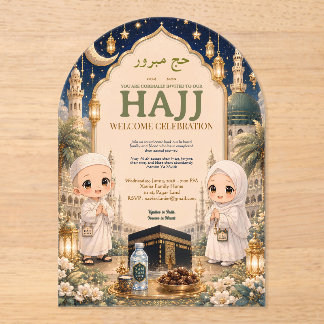 Luxury Acrylic Hajj Mabroor Celebration Invitation