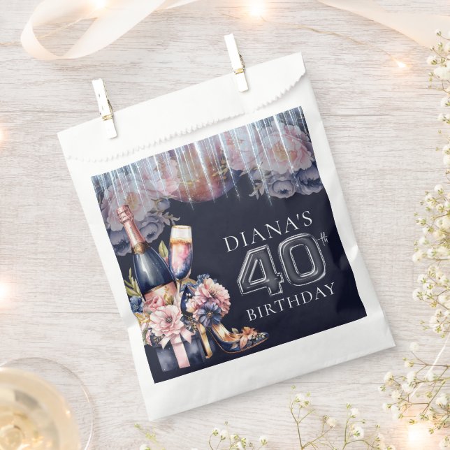 Luxury Adult Birthday 40th Personalised Favour Bag (Clipped)