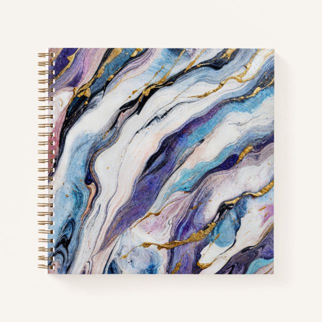 Luxury Aegean Gold Marble Waves Notebook (Front)