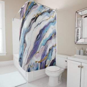 Luxury Aegean Gold Marble Waves Shower Curtain