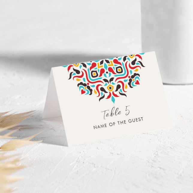 Luxury Aesthetic Geo Mandala Wedding Place Card (Creator Uploaded)