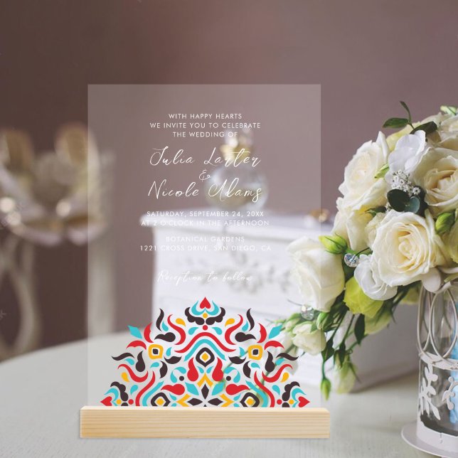 Luxury Aesthetic Geometrical Mandala Wedding Acrylic Invitations (Creator Uploaded)