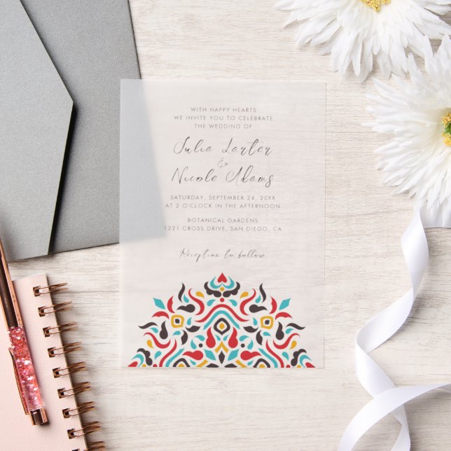 Luxury Aesthetic Geometrical Mandala Wedding Vellum Invitations (Wedding)