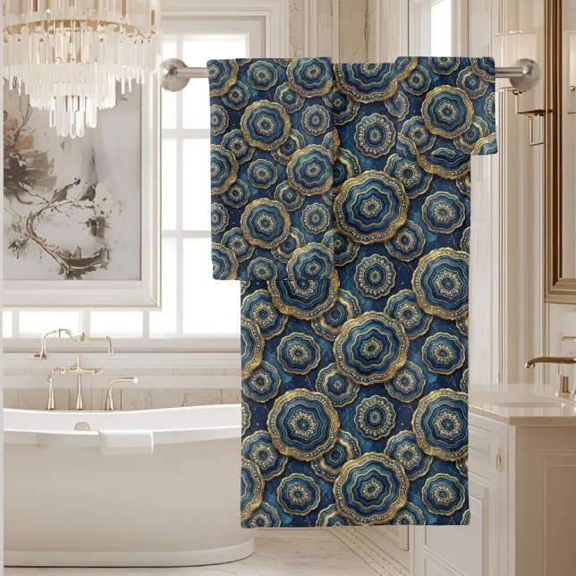 Luxury Agate | Geode Towel Set - Navy Blue & Gold (Creator Uploaded)