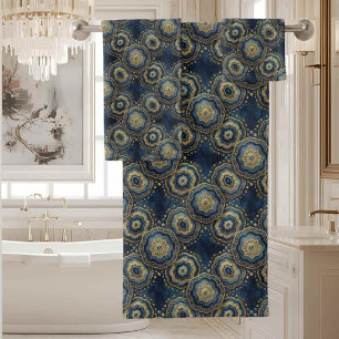 Luxury Agate   Geode Towel Set - Navy Blue & Gold