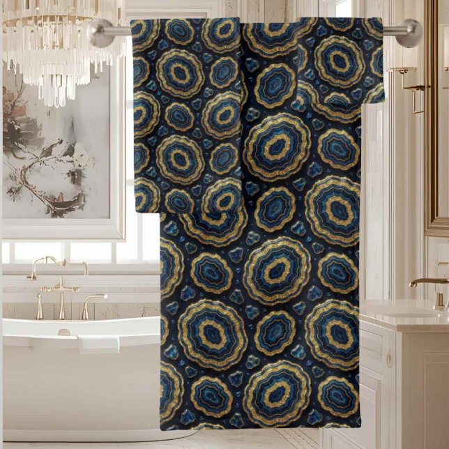 Luxury Agate | Geode Towel Set - Navy Blue & Gold (Creator Uploaded)