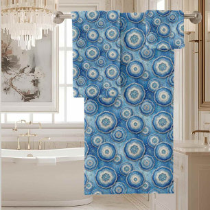 Luxury Agate   Geode Towel Set - Ocean Blue & Gold
