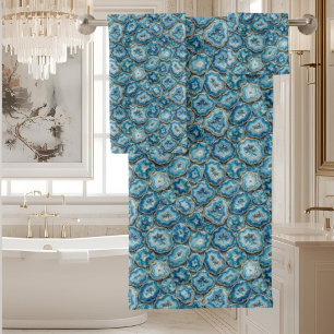 Luxury Agate   Geode Towel Set - Ocean Blue & Gold