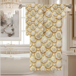 Luxury Agate   Geode Towel Set - White & Gold