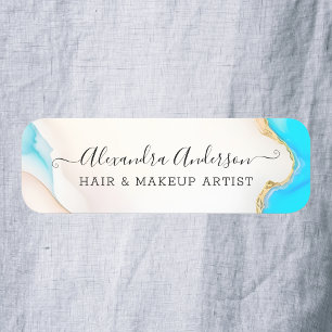 Luxury Agate Marble Holographic Script Name Tag