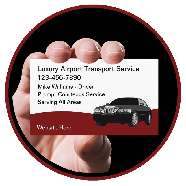 Luxury Airport Transport Taxi Car Service Business Card (Creator Uploaded)
