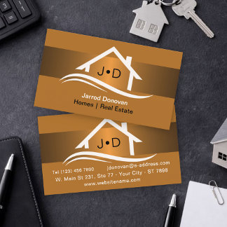 Luxury Amber Gold Real Estate Elegant Professional Business Card