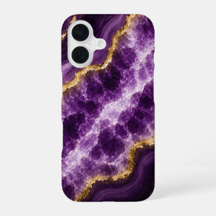 Luxury Amethyst Marble Geode iPhone 16 Case
