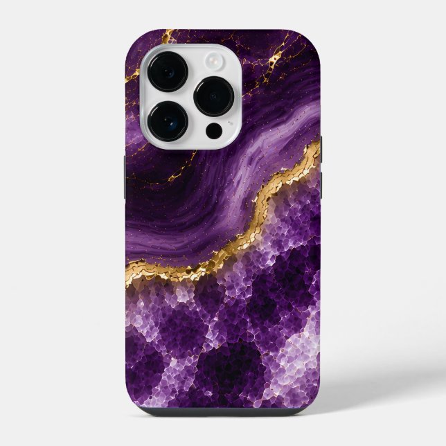 Luxury Amethyst Marble Geode iPhone Case (Back)