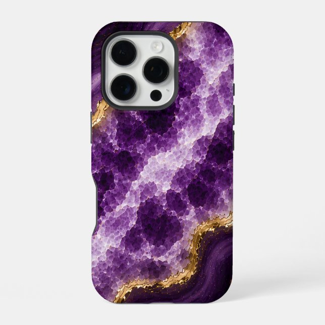 Luxury Amethyst Marble Geode iPhone Case (Back)