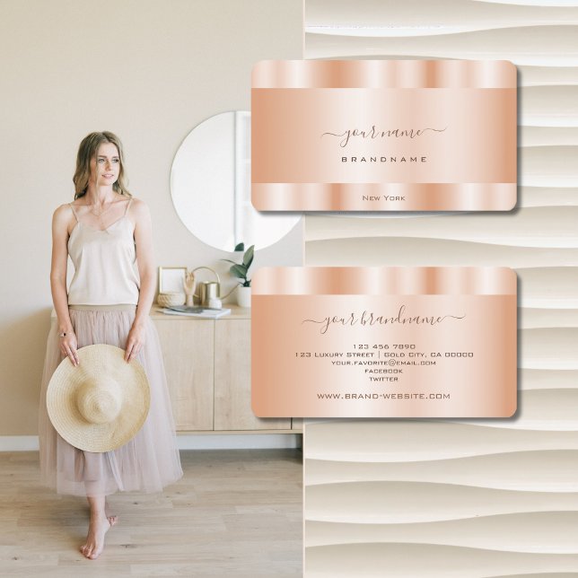 Luxury and Elegant Rose Gold Coloured Professional Business Card (Creator Uploaded)