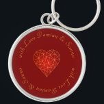 Luxury and modern gold red geometric heart love key ring<br><div class="desc">groomsmen gift keychain wedding gift in style with these modern,  luxury and trendy geometric heart. The design is easy to personalise with your own wording and these design can be used as party decor,  gift tags,  and much more.</div>