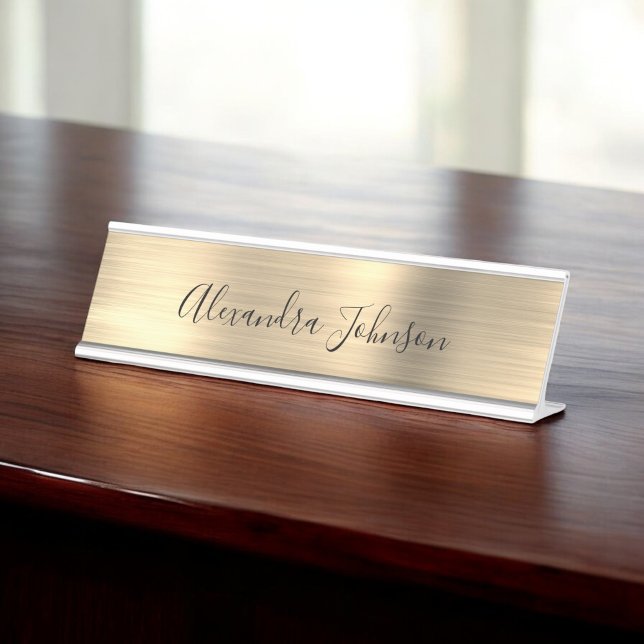 Luxury and Professional Gold Foil Modern Desk Name Plate (Creator Uploaded)