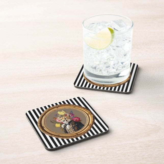 Luxury Animal Art Coaster – Leopard Portrait  (Right Side)