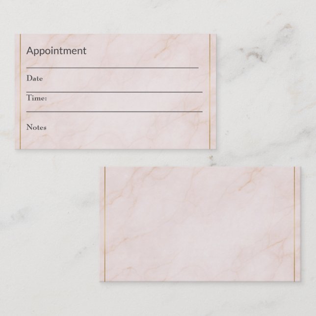 Luxury Appointment Reminder Card – Blush Marble (Front/Back)
